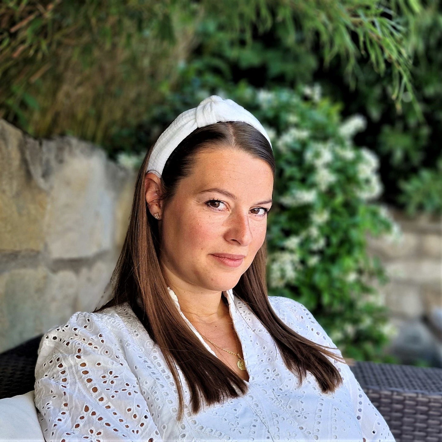 Musselin Haarreif Weiß