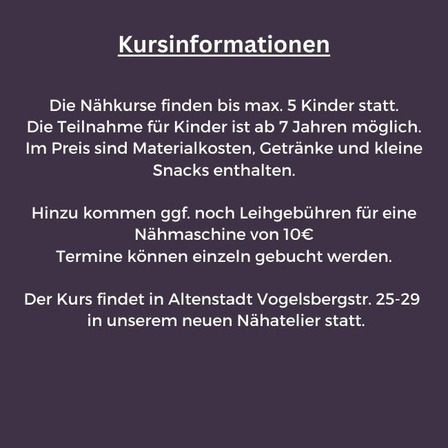 Nähkurs Kinder Sommerferien 1. Woche