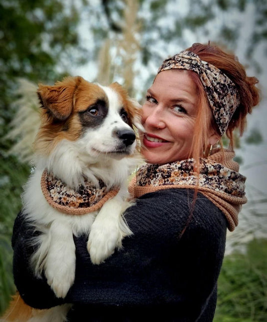 Hundehalstuch Grobstrick Alma Flora