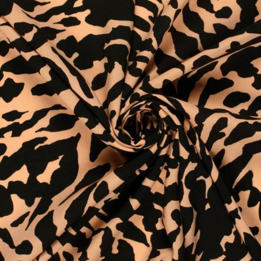 Bambus Poplin Stoff bedruckt Abstrakt Leo Lachsfarbe