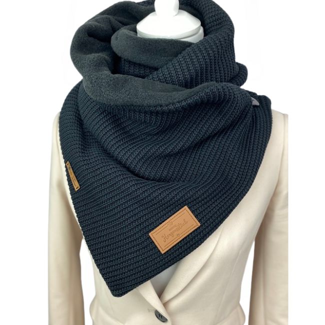 Wickelschal Grobstrick Black Knit