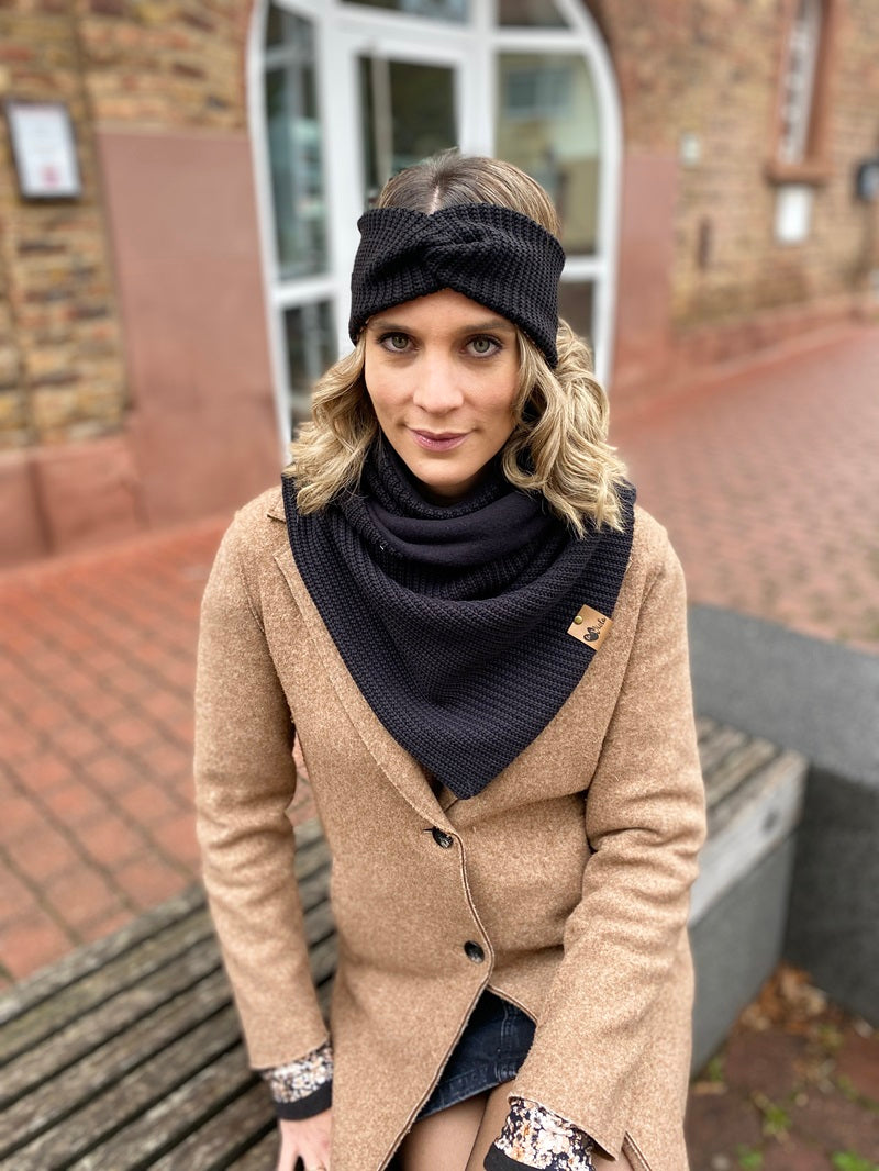 Wickelschal Grobstrick Black Knit