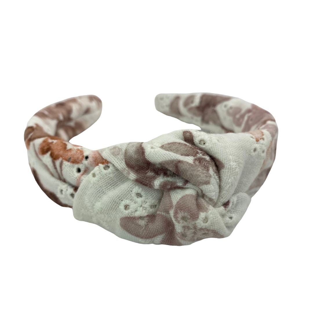 Musselin Haarreif Lochstickerei geblümt