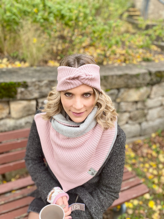 Wickelschal Grobstrick Altrosa Knit