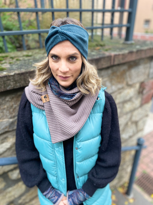 Wickelschal Grobstrick Golden Leaves