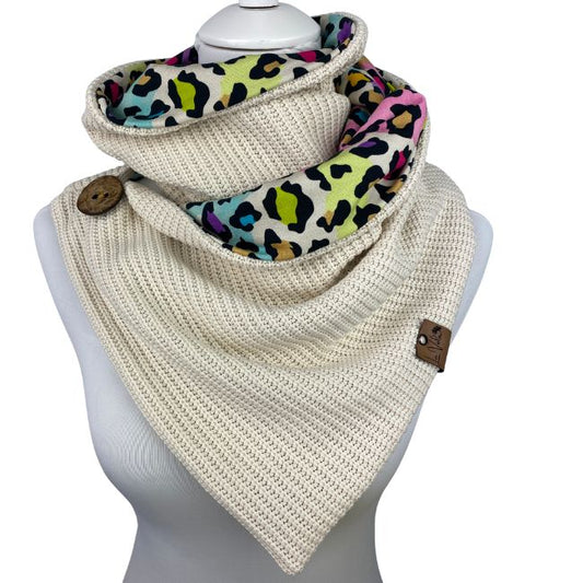 Wickelschal Grobstrick Wild Leo Naturell