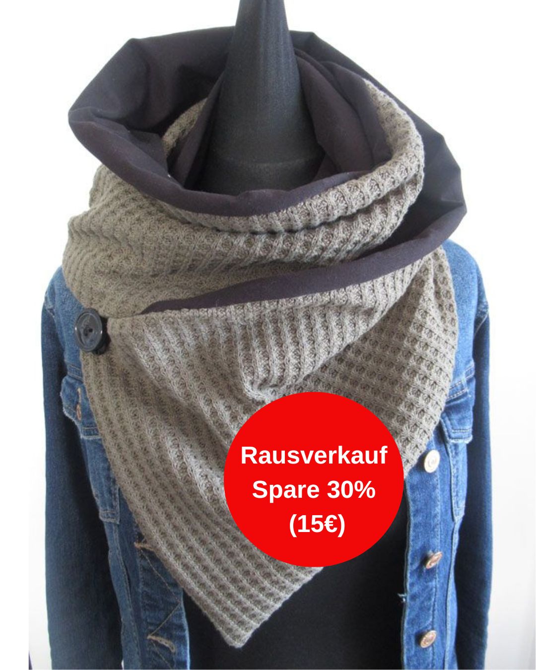 Wickelschal Waffelstrick Khaki