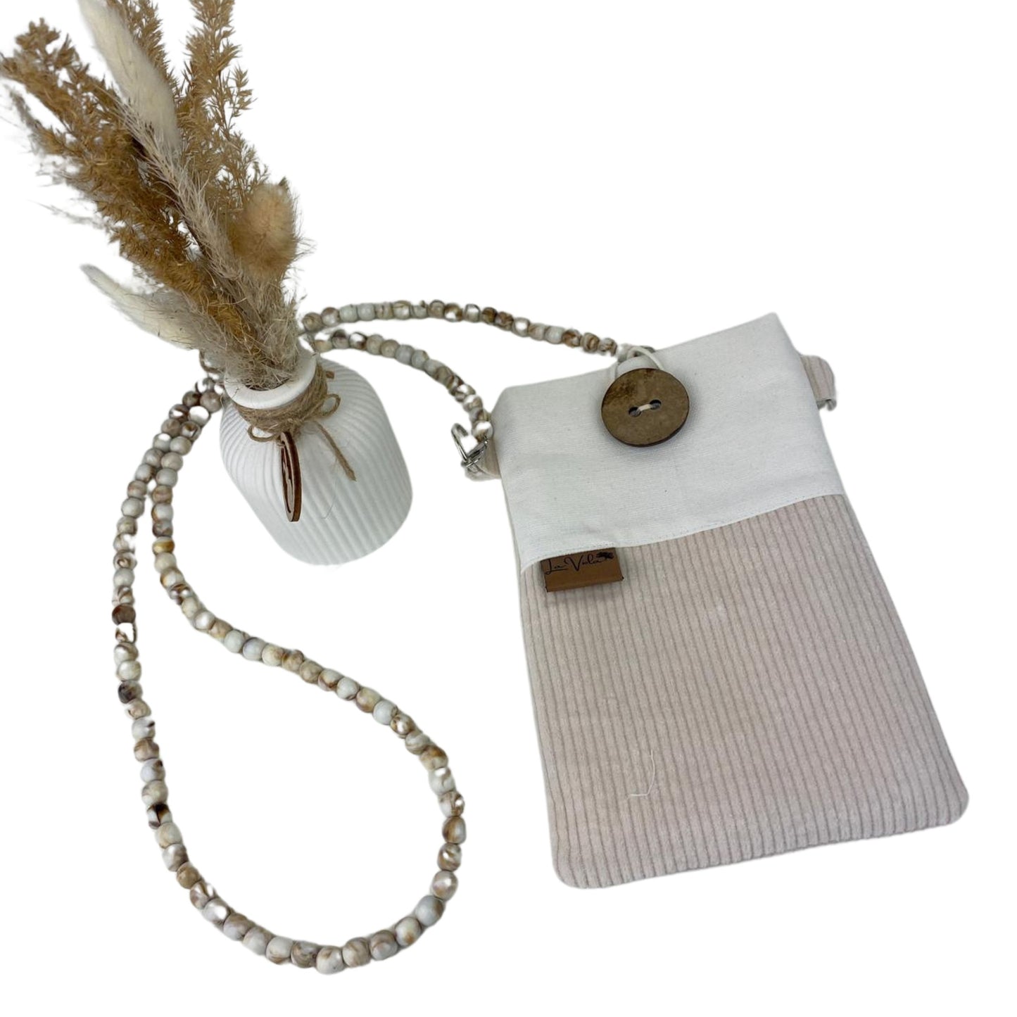 Handytasche Cordstoff Ecru