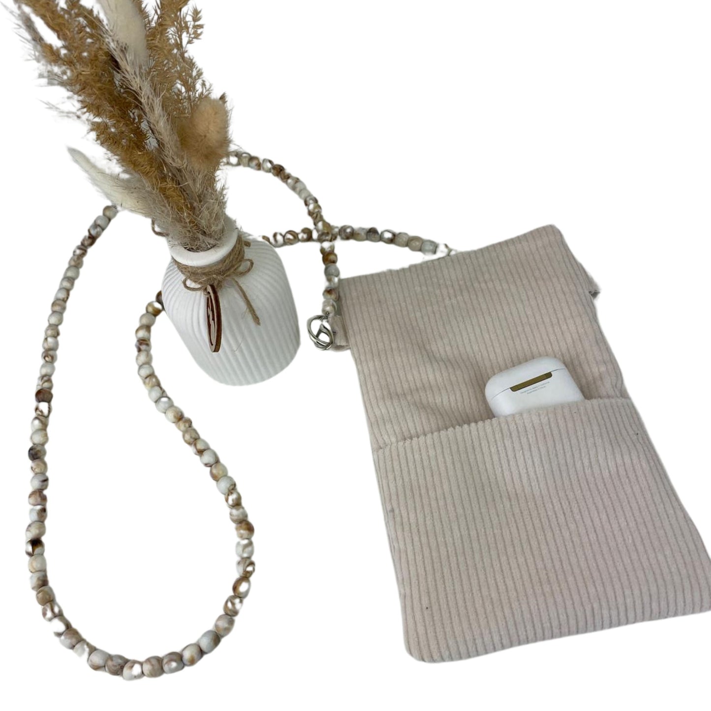 Handytasche Cordstoff Ecru