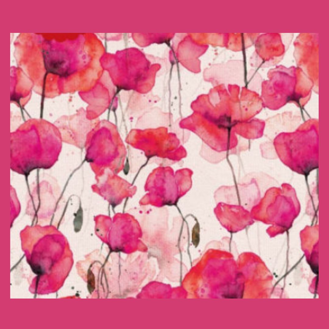 Baumwolljersey Floral Feurige Mohnblume