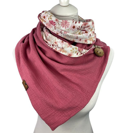 Wickelschal Musselin Pastell-Blume Himbeere