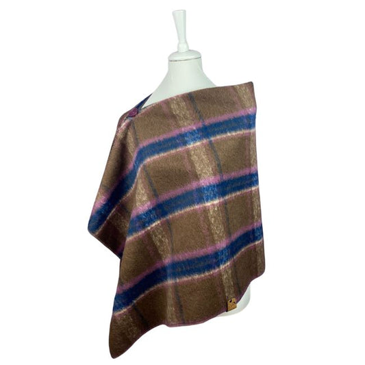 Poncho Braun Blau kariert