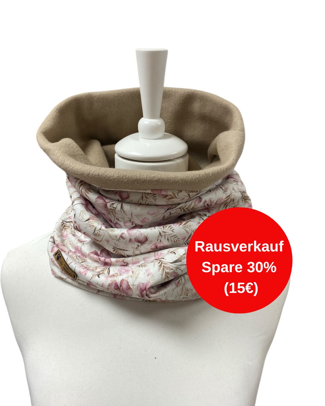 Loopschal einfach Beige geblümt