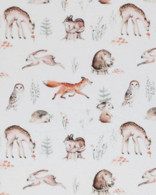 Stoffpaket Waffeljersey Natur Tiere