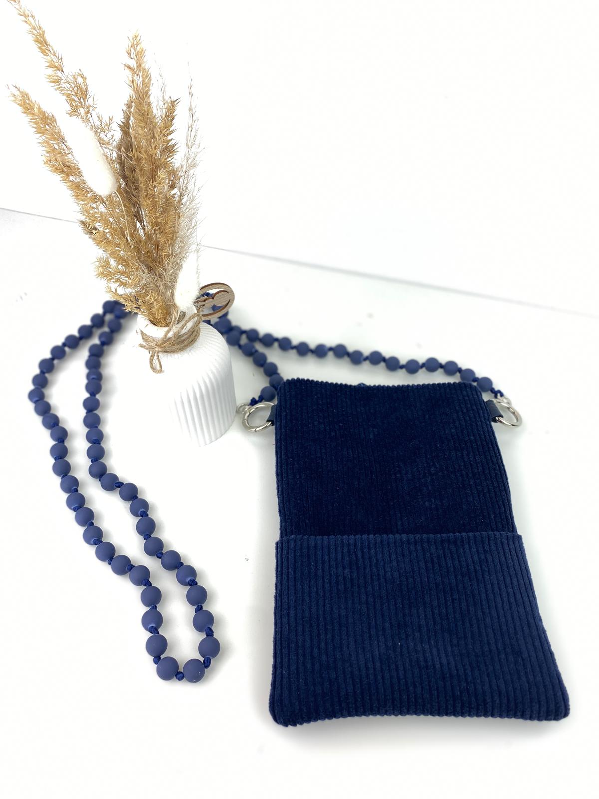 Handytasche Cordstoff Marineblau