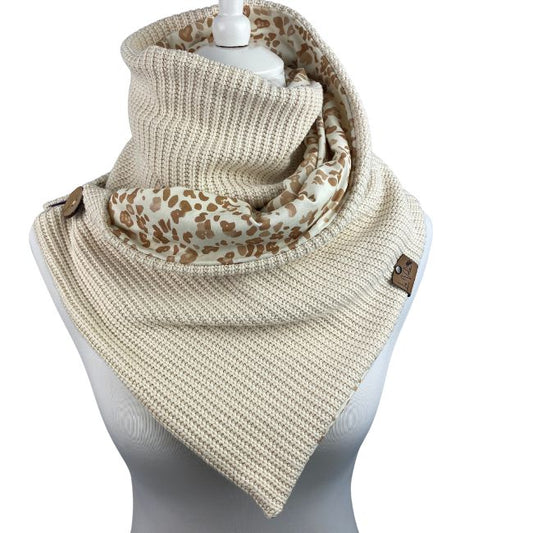 Wickelschal Grobstrick Natural Leo Spirit
