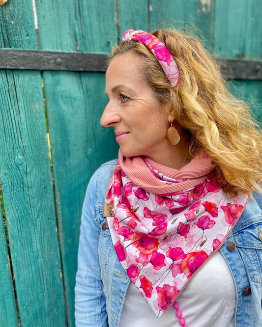 Wickelschal Rippjersey Wilde Mohnblüte