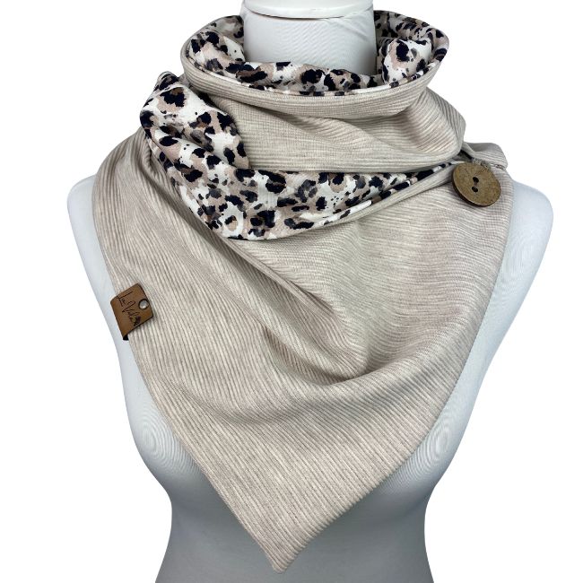 Wickelschal Rippjersey Wild Leo Beige