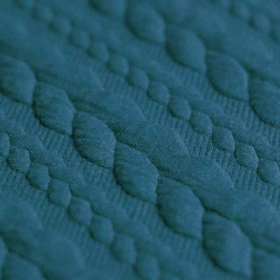 Jacquard Strickstoff Zopfmuster Petrol