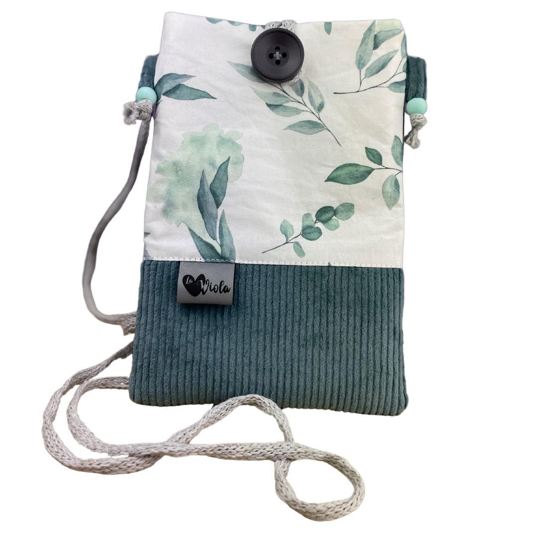 Handytasche Cordstoff Altgrün Eukalyptus