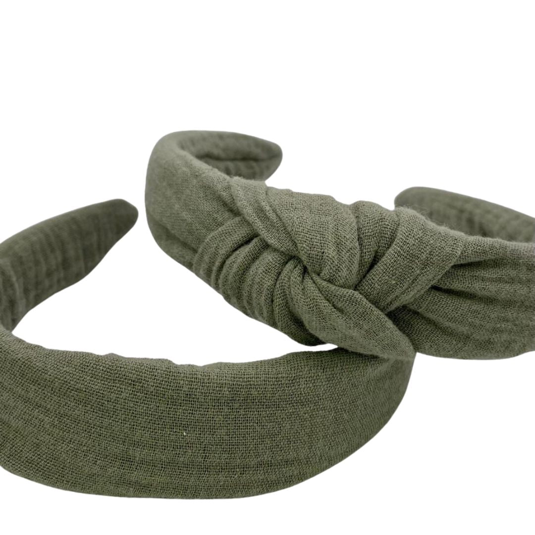 Musselin Haarreif Olive