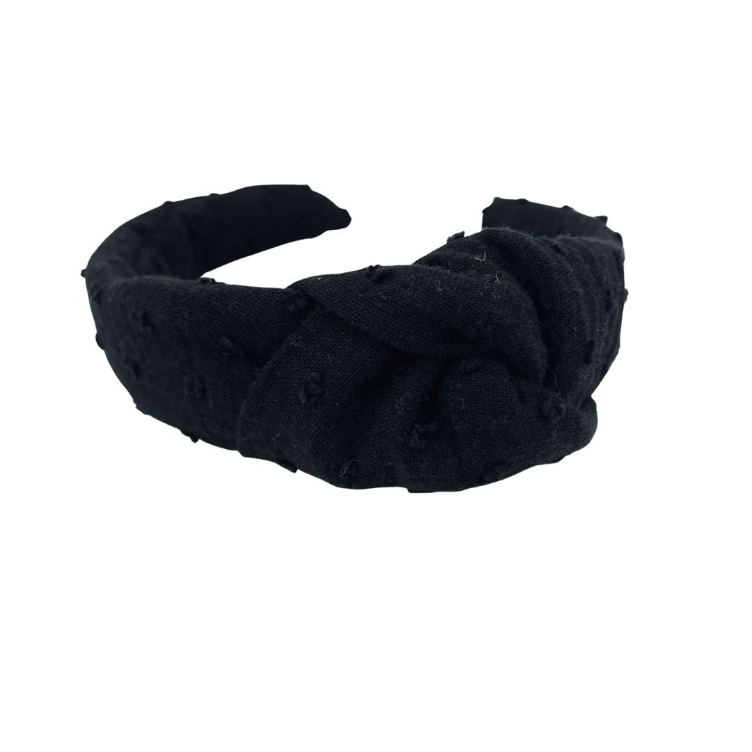 Musselin Haarreif Schwarz Dobby