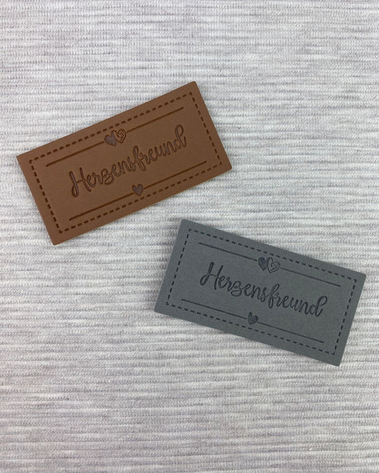 Kunstleder Label "Herzensfreund rechteckig"