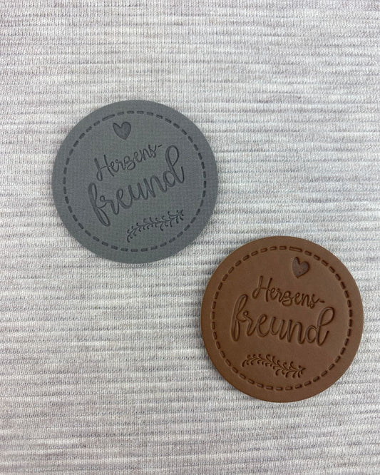 Kunstleder Label "Herzensfreund rund"