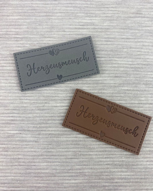 Kunstleder Label "Herzensmensch rechteckig"
