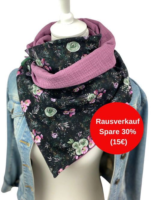Wickelschal Musselin Noir Fleur