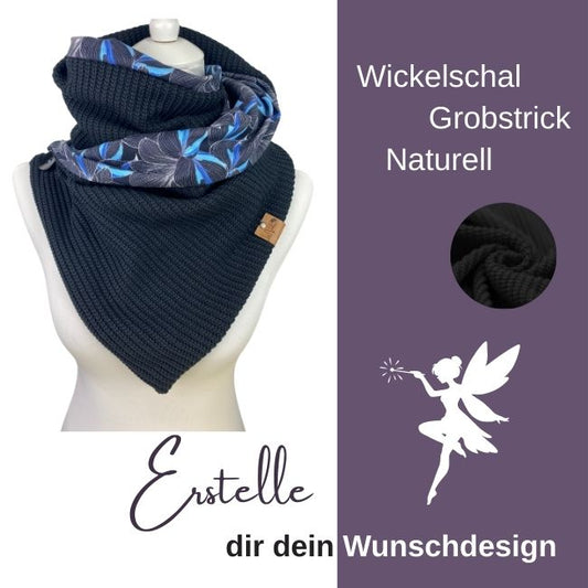 Wickelschal Grobstrick Schwarz Wunschdesign