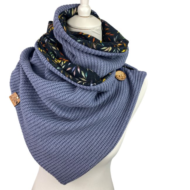 Wickelschal Grobstrick Jeansblau Wunschdesign