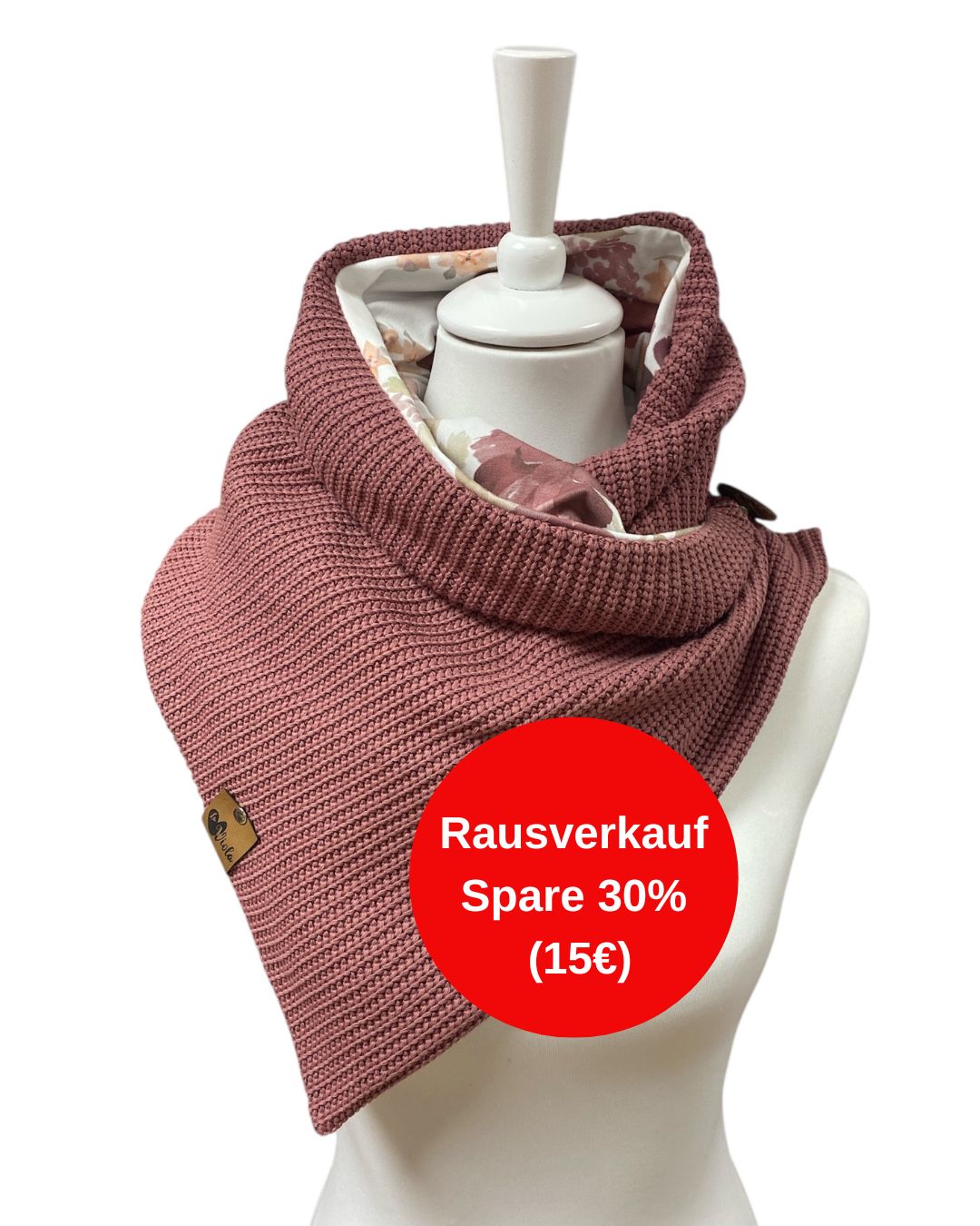 Wickelschal Grobstrick Himbeere Hortensien