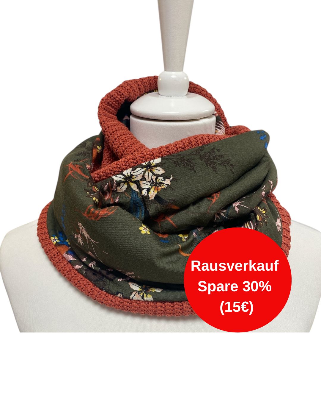 Loopschal Grobstrick doppelt Japanische Blüten