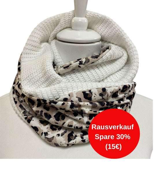 Loopschal Grobstrick doppelt Leo in Weiß