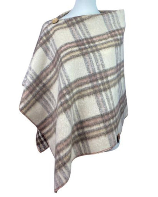 Poncho Beige kariert