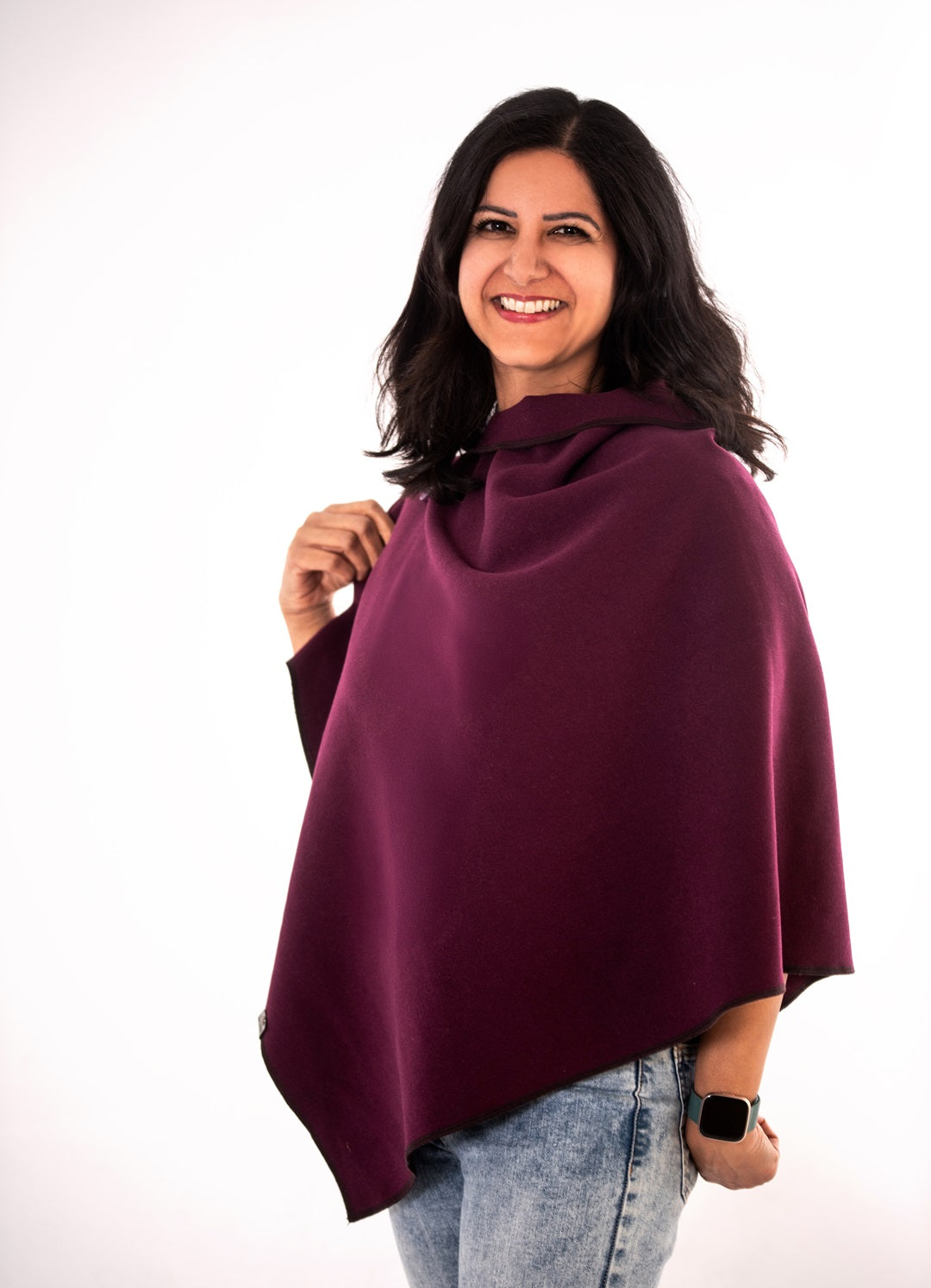 Poncho Bordeauxfarben