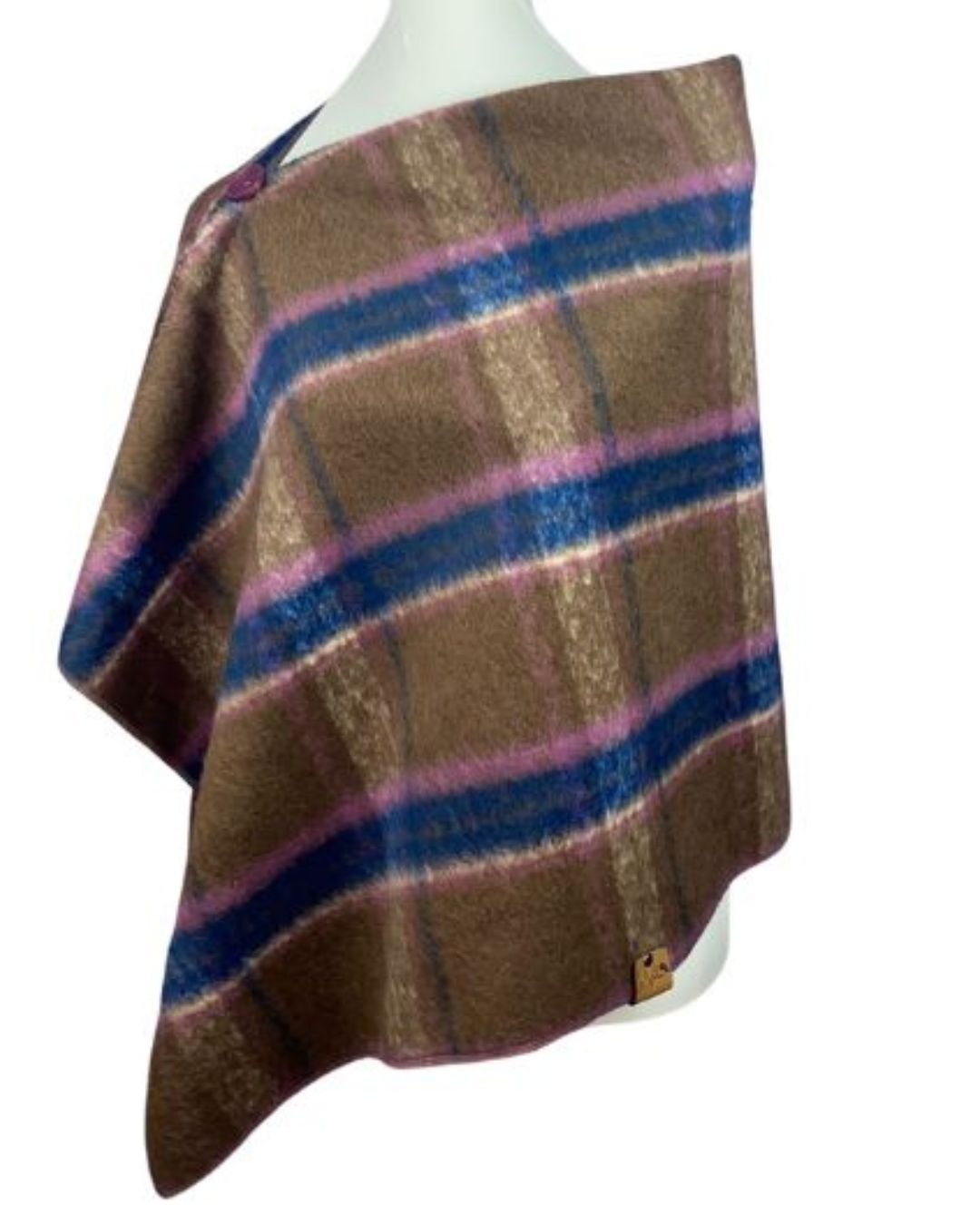 Poncho Braun Blau kariert