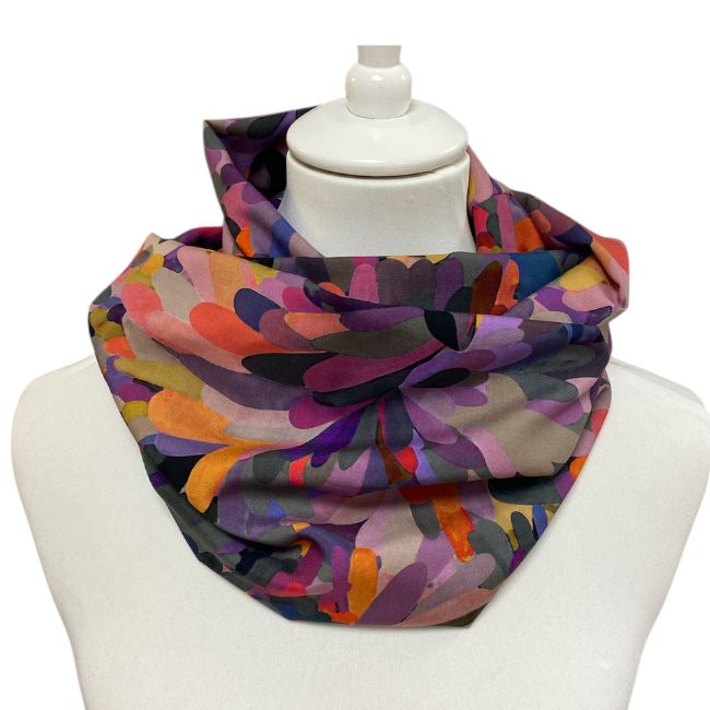 Viskose Loopschal Pink Lila Abstract