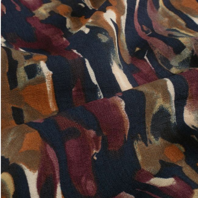 Viskose Nylon bedruckt Blumen Marine