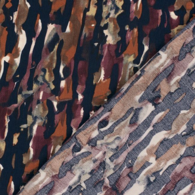 Viskose Nylon bedruckt Blumen Marine