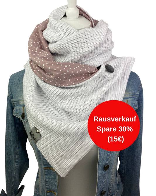 Wickelschal Grobstrick Rosa gepunktet