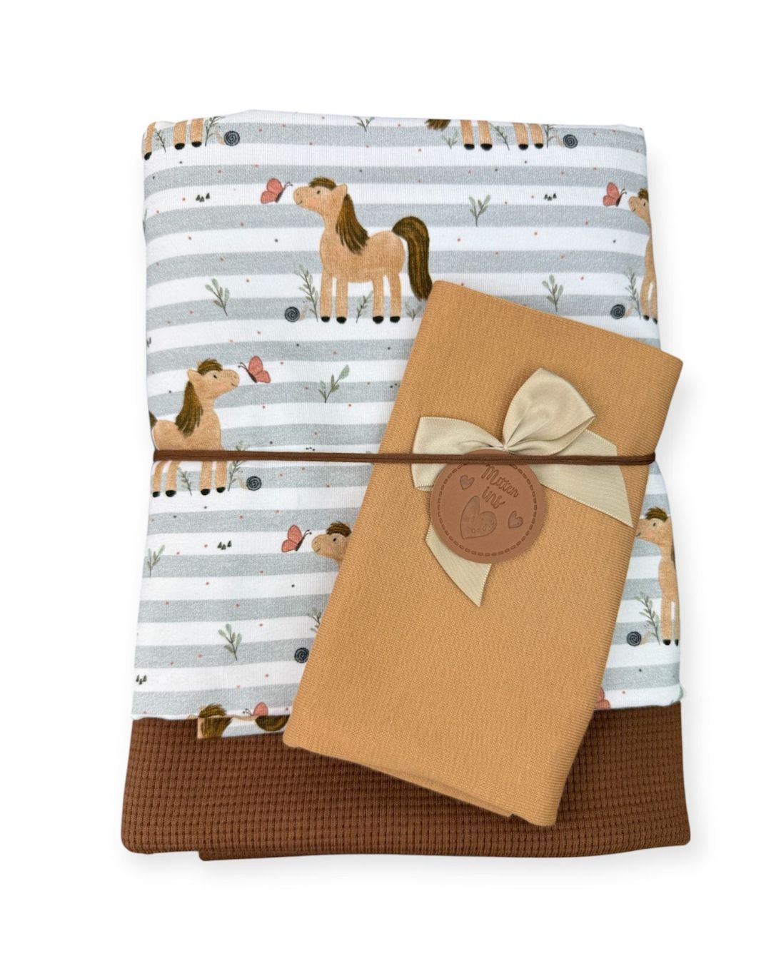 Stoffpaket Waffeljersey Pferdchen