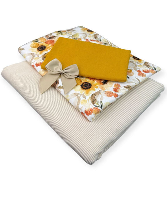 Stoffpaket Rippjersey Sonnenblumen