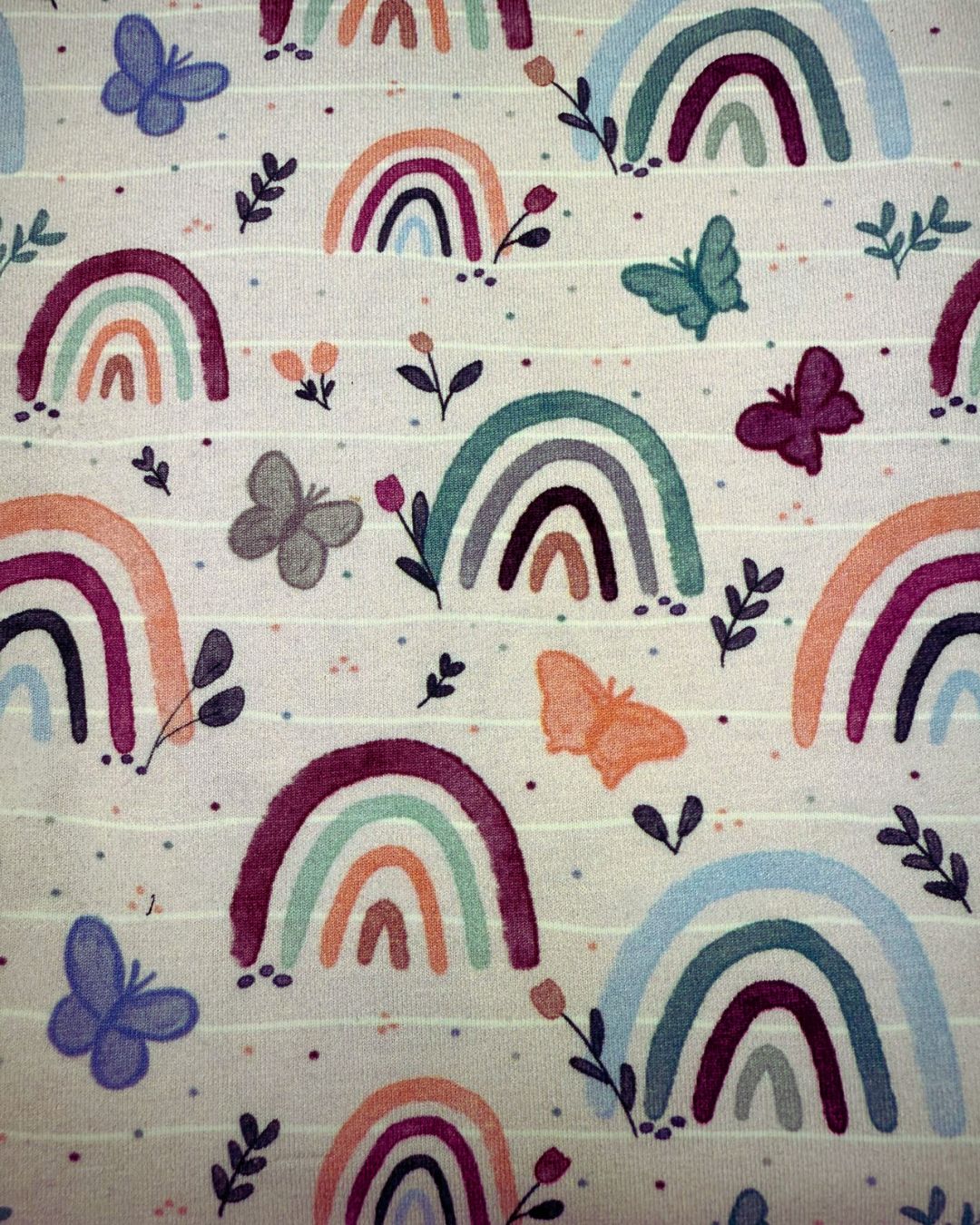 Stoffpaket Waffeljersey Regenbogen lila