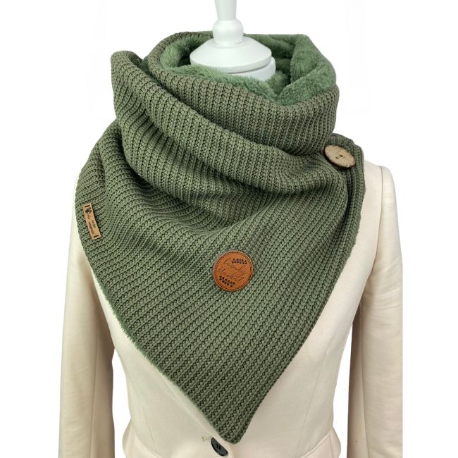 Wickelschal Grobstrick Khaki Knit