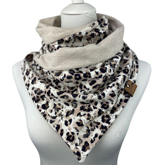 Wickelschal Rippjersey Wild Leo Beige