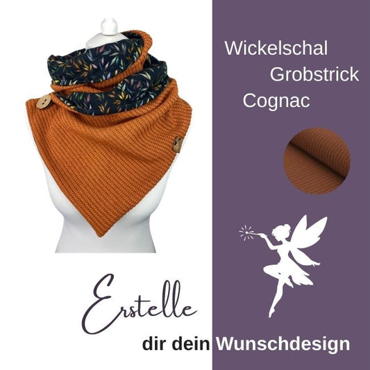 Wickelschal Grobstrick Cognac Wunschdesign