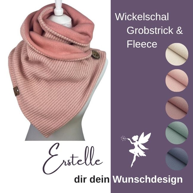 Wickelschal Wunschdesign Grobstrick & Fleece