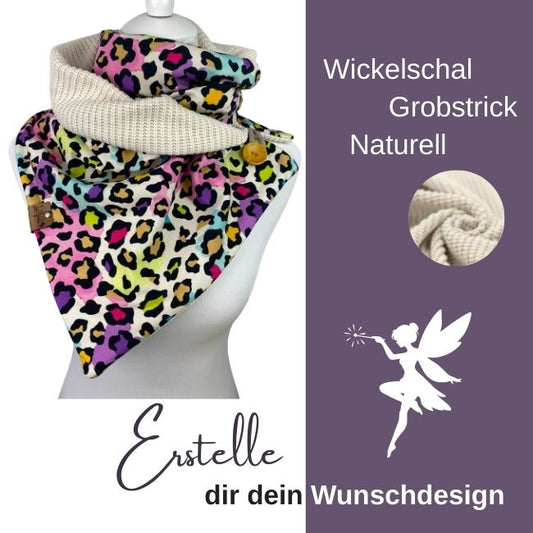 Wickelschal Grobstrick Naturell Wunschdesign